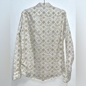 louis vuitton creme collared long sleeve shirt